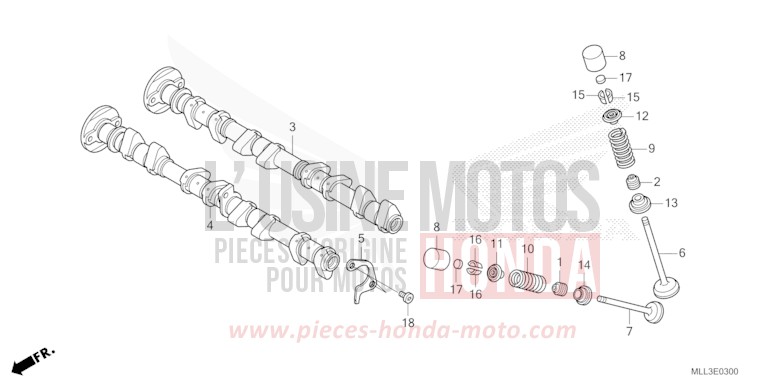CAMSHAFT/VALVE for CB1000F "Big One" GRAND PRIX RED (R380) from 2025
